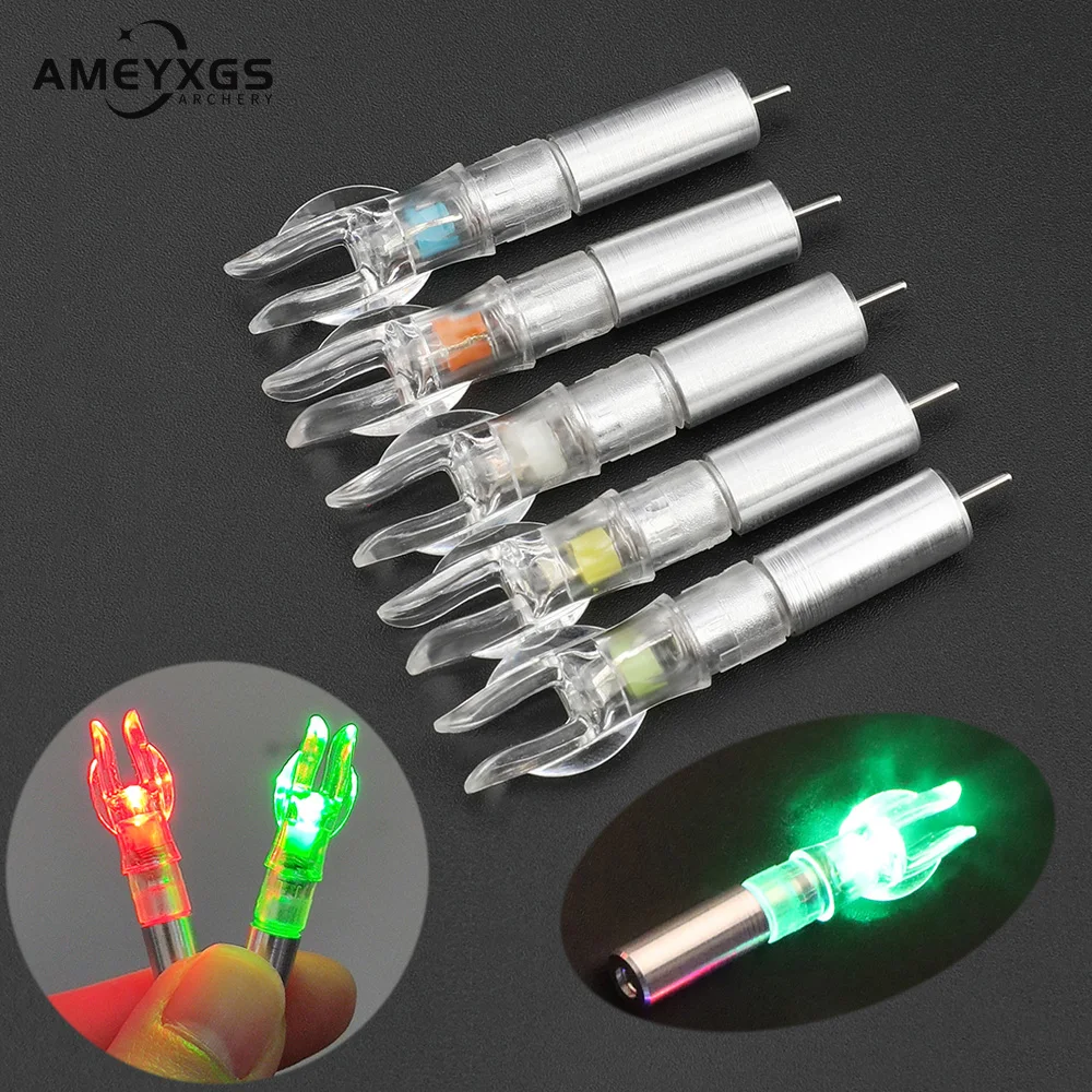 Archery LED Glowing Arrow Tail Replaceable Battery Automatically Lighted Arrow Nock Fit 6.2mm Shaft Hunting Shooting Accessories