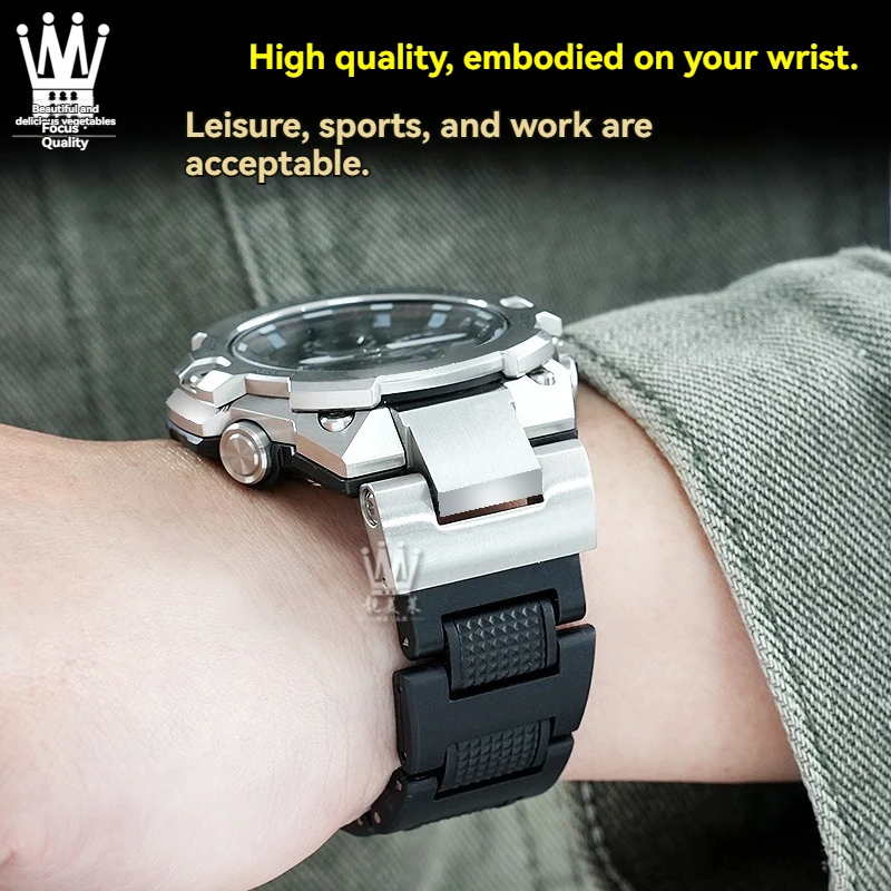For Casio G-SHOCK Series 4 Representative 5657 GST-B400 Modified Lightweight Plastic Steel Strap Men's Shuo Steel Bracelet black