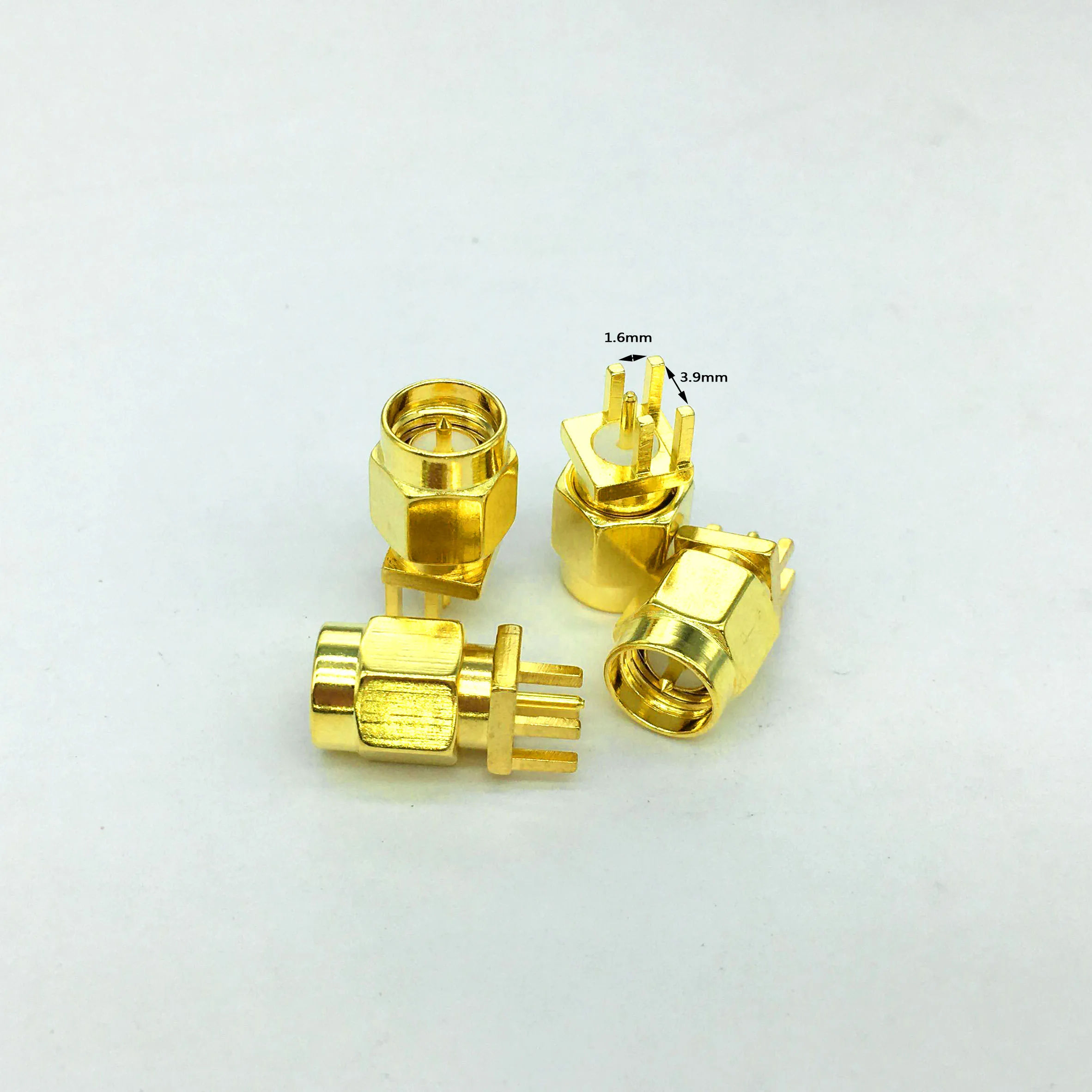 100PCS Copper Gold Plating RF SMA Male Plug Solder for PCB Clip Edge Mount WI-FI Aerial Connector Adapter