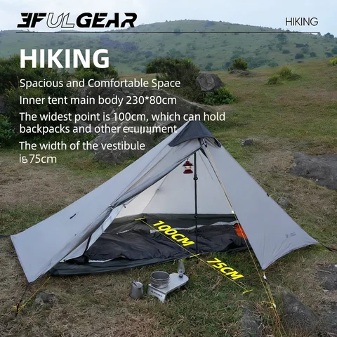 3F UL GEAR 2026 New Version Waterproof ZIP 3F LANSHAN 1 T Door/ J Door Open 1Person NO-SEE-UM 3 And 4 Season Tent