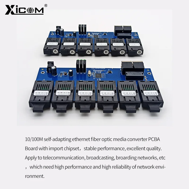 Imagem -02 - Conversor dos Meios do Interruptor de Fibra 10 100m 20km Único Modo 6x155m Fibra 2rj45 Pcba Placa-mãe Transceptor Ótico do sc