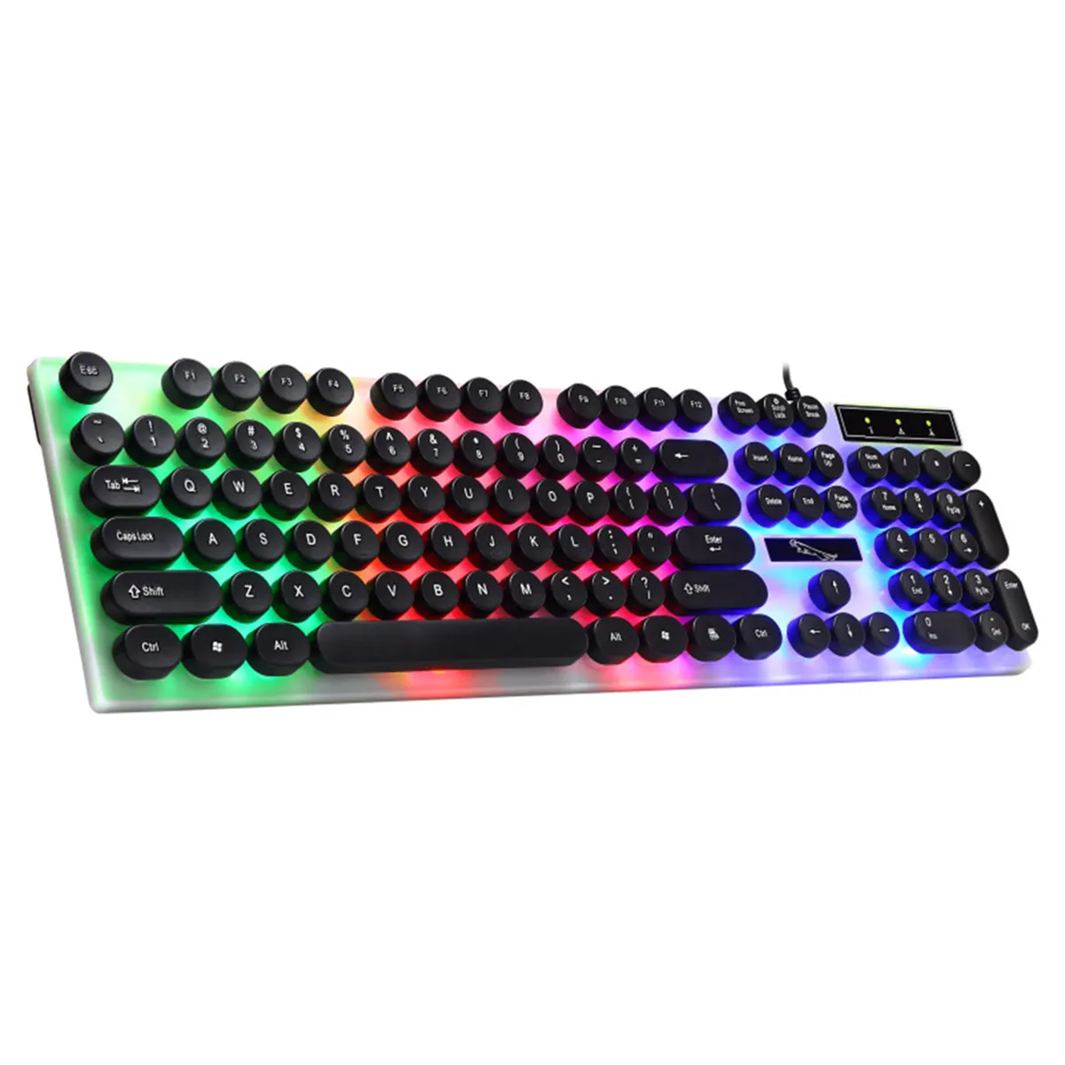USB Glowing Computer Keyboard with Round Keys Creative Sleek Design Portable for Laptop Desktop Phone Tablet Travel Outdoor Use