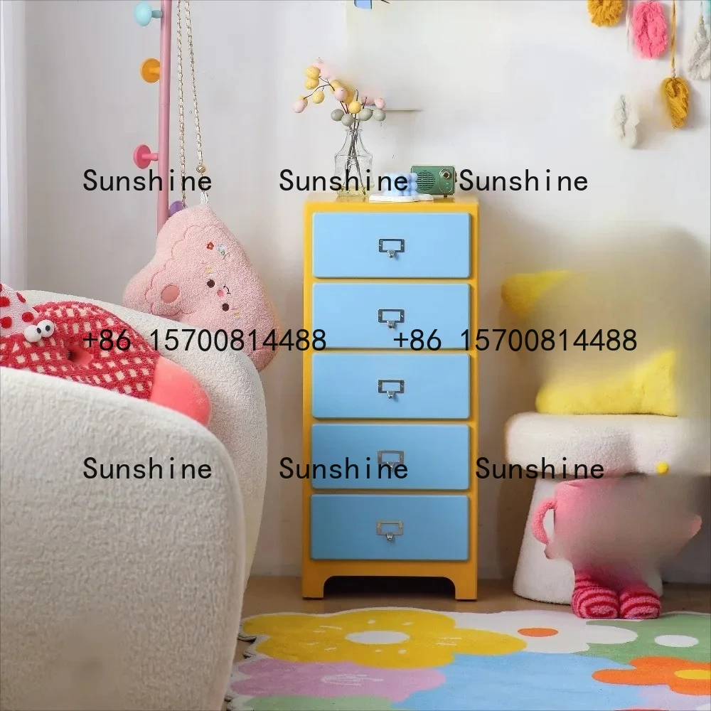 

TS Cream wind sofa side cabinet dopamine living room against the wall chest color storage