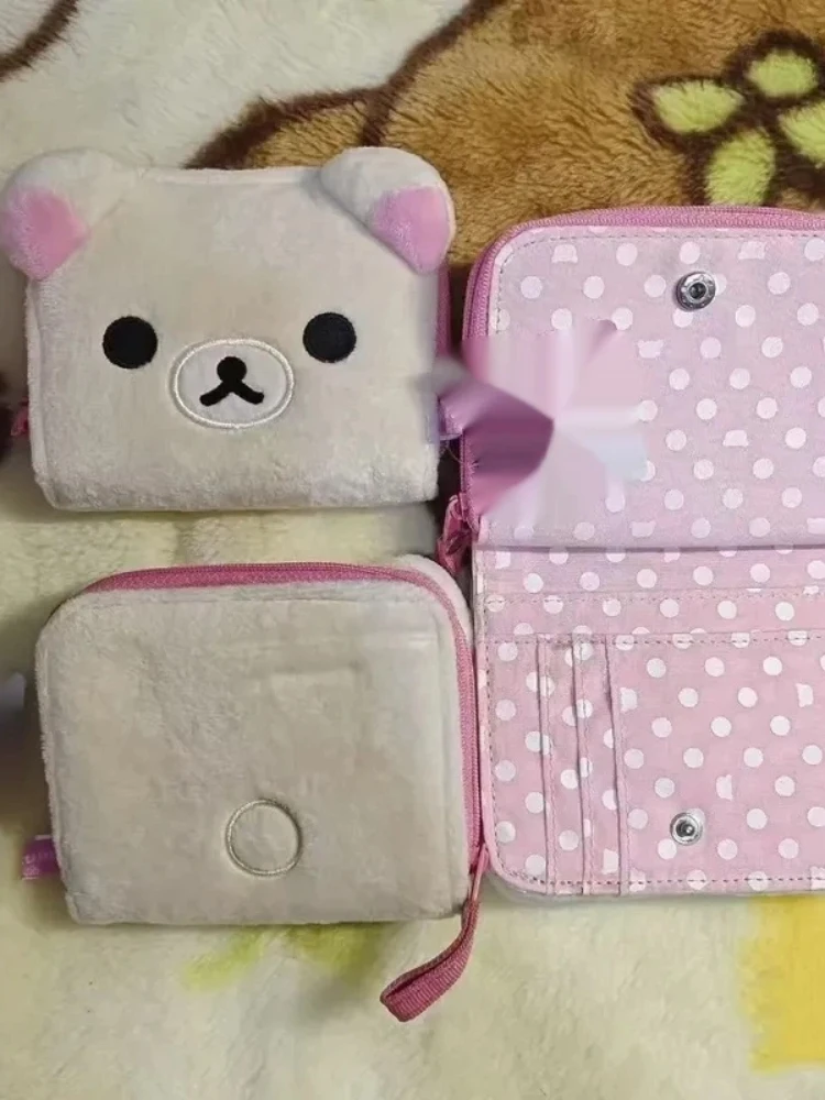 Neuer japanischer Rilakkuma-Bär-Plüsch, faltbar, kompakt, Münzgeldbörse, Anime, tragbarer Kartenhalter, kurze Geldbörse, Kartenaufbewahrungstasche, Geschenke