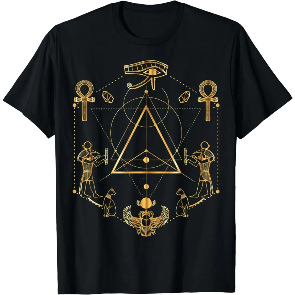 Eye of Horus, Sacred Geometry, Ancient Egyptian Anka Scarab Gift T-shirt, Egyptian Elements Creative Design, Women's Fashion Y2K