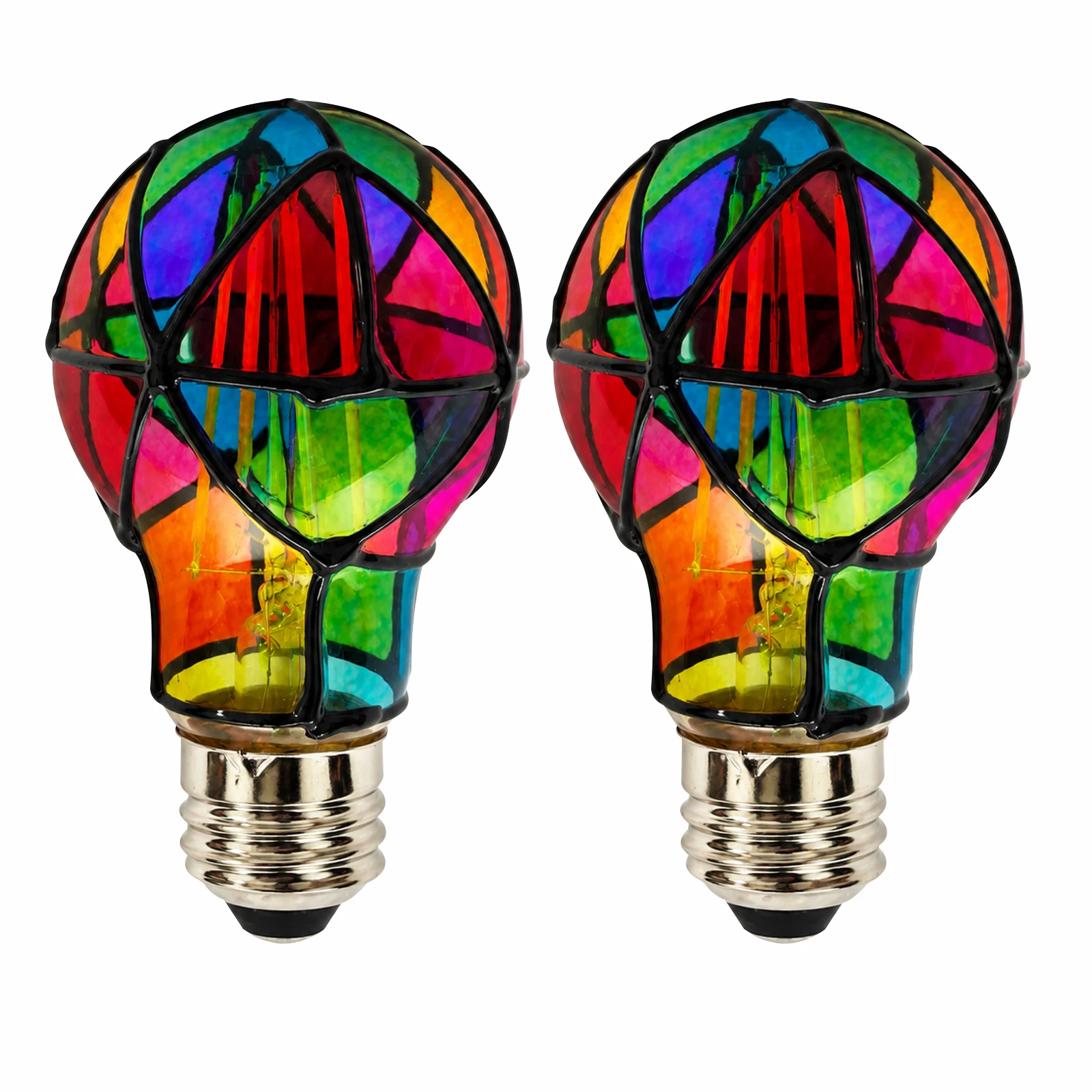 LED Stained Glass Light Bulb Stained Glass Bulb, Mosaic Party Light Bulb,for Christmas Decoration,Party,Home Lighting,Garden