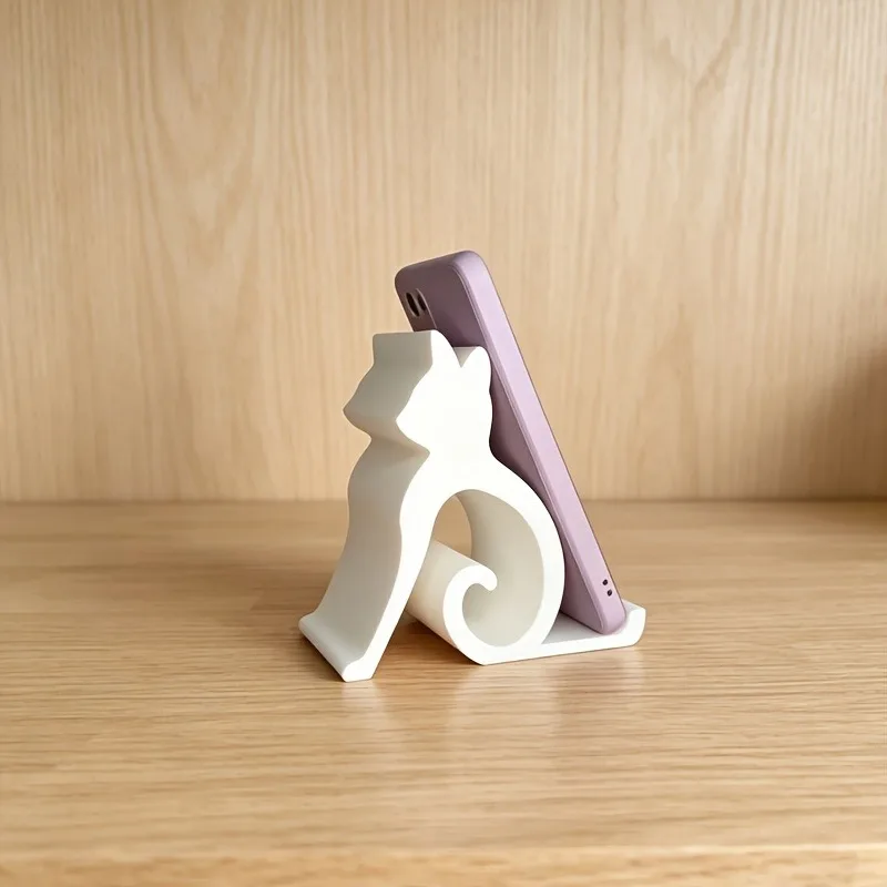 Three-Colour Cute Cat Shaped Phone Stand, Universal Mobile Phone Holder, Compatible with All Smartphones & Tablets. Portable Han