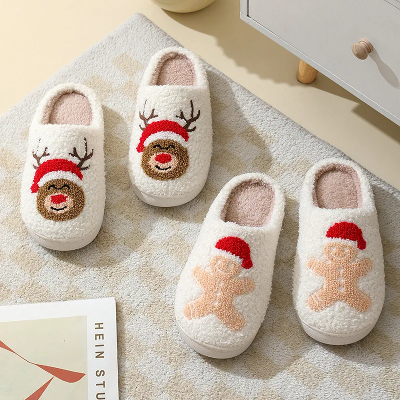 Gacimy Winter Fuzzy House Slippers For Women Warm Fur Fluffy Cotton Slides Cozy Soft Chrismas Plush Slippers Cute Furry Slippers - Image 4