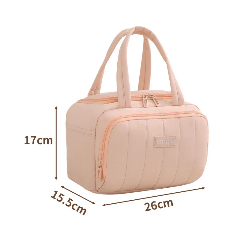Hot Polyester Thermal Bag Double Pocket Lunch Bags Large Capacity Students Meals Thick Aluminum Foil Portable Insulated Box
