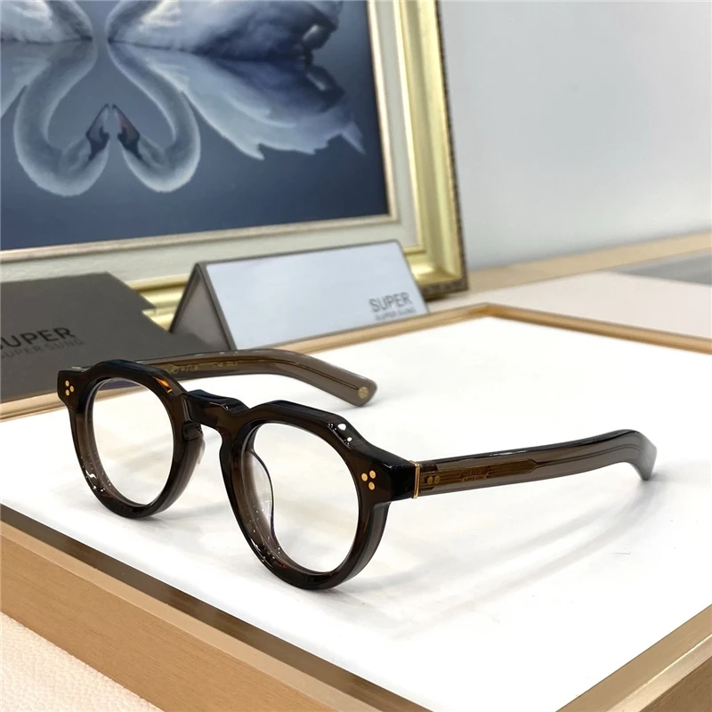 

Optical Eyeglasses For Men Women Retro Designer 1051 Fashion Oval Acetate Fiberglass Frames European and American Style