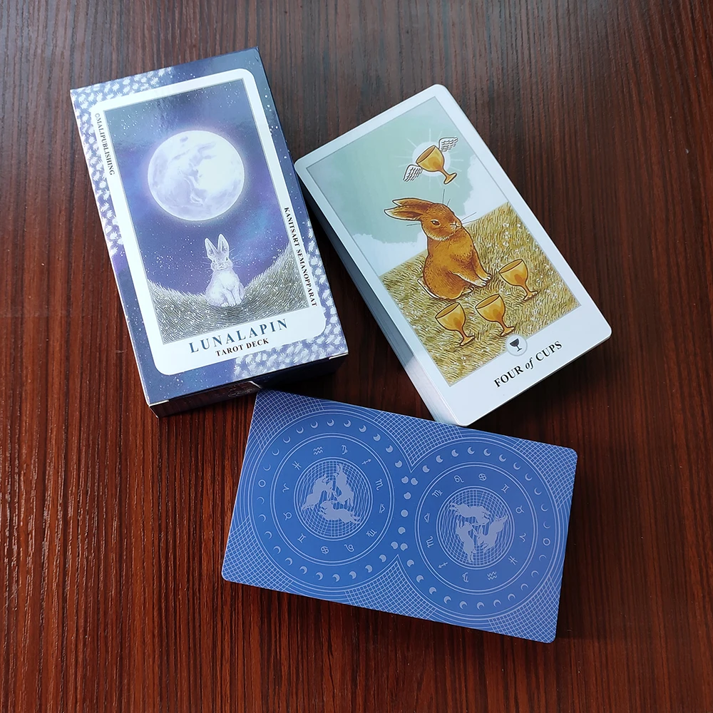 12x7cm Beautiful English Lunalapin Divination Tarot Card and Book Sets for Beginners 78-Classic Tarot with Guidebook