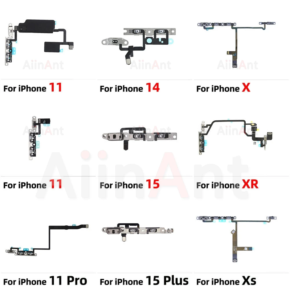 Video Sound Up Down Flash Light Power Volume Button Flex Cable For iPhone 11 Pro X Xs Max 14 15 Plus