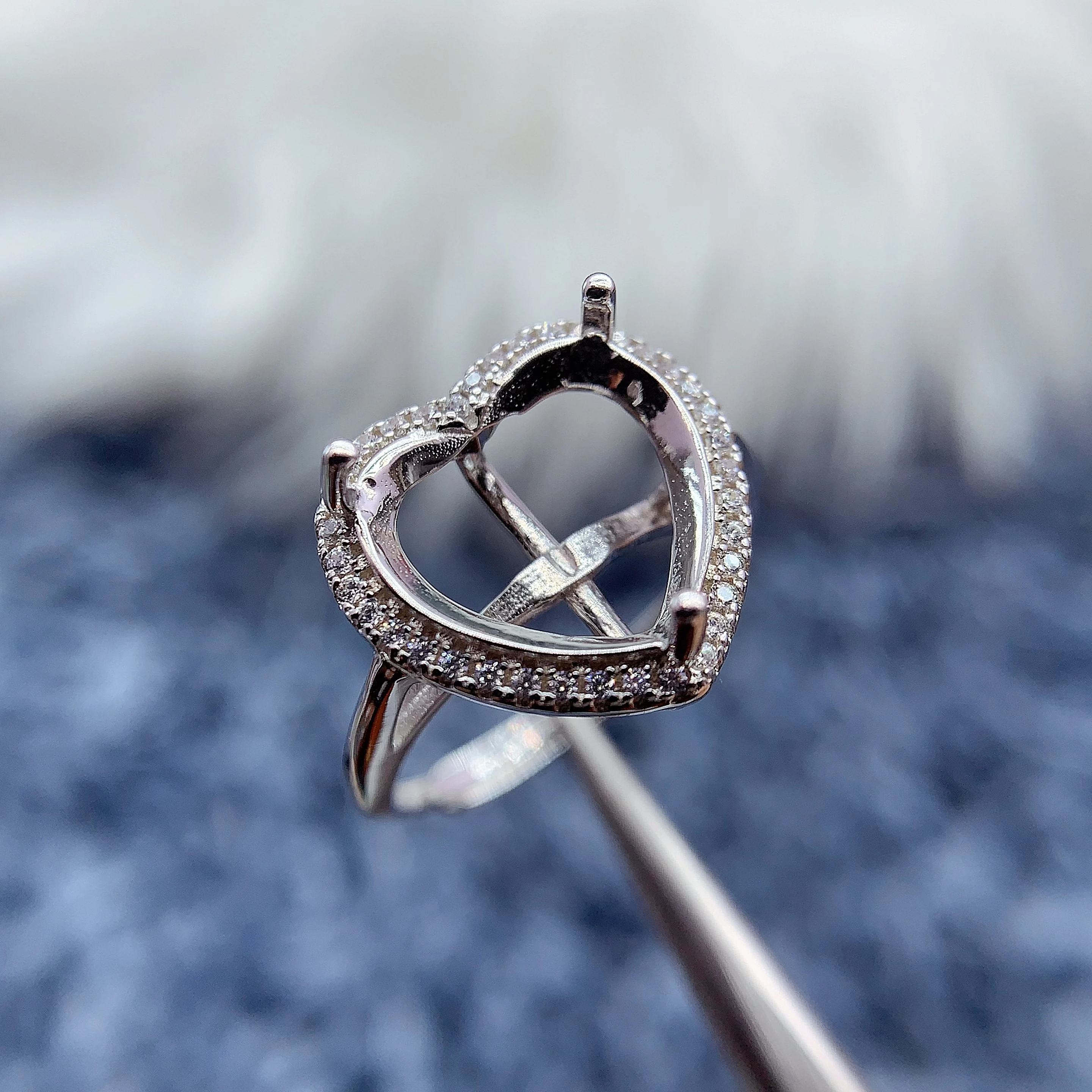 

MeiBaPJ Inlay Heart Shaped 12*12mm S925 Sterling Silver DIY Ring Setting Womens Gift Fine Charm Wedding Luxury Jewelry Wholesale