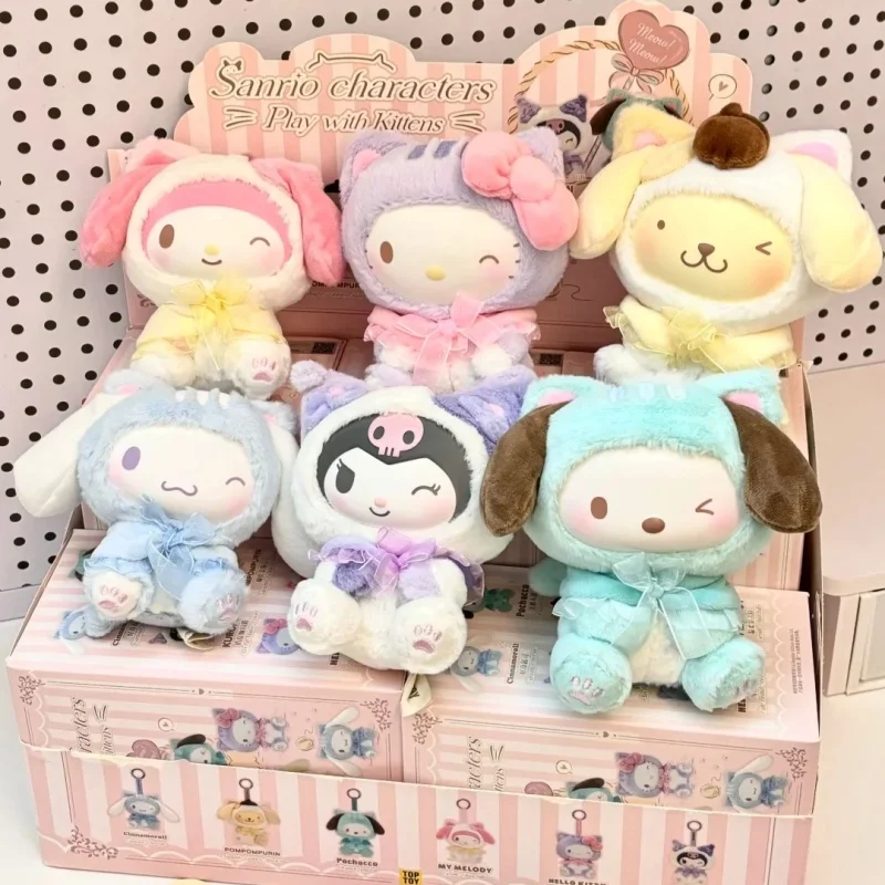 

Genuine Play With Kittens Series Blind Box Hellokitty Kuromi Melody Mystery Box Anime Figure Pendant Collection Kid Custom Gift