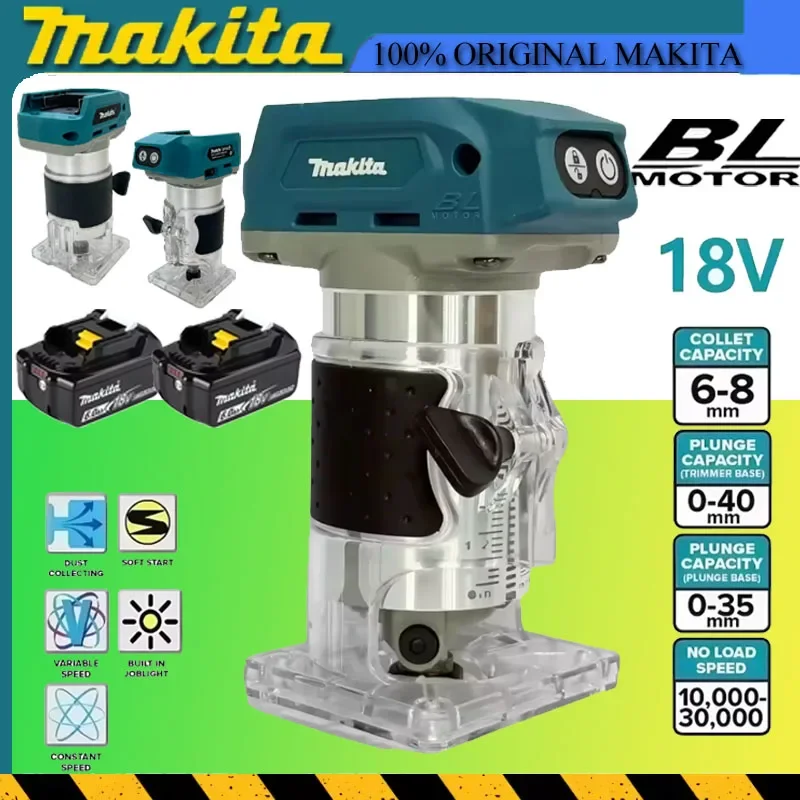 

Аккумуляторный фрезер Makita DRT50 бесщеточный, для обработки дерева, гравировки и штробления