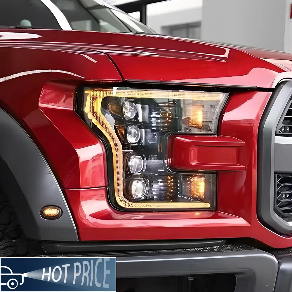 

Автомобильные передние фонари для Ford Raptor F150 2015-2020, светодиодные автомобильные фары в сборе, обновление, пусковая анимация, 4 линзы проектора, аксессуары