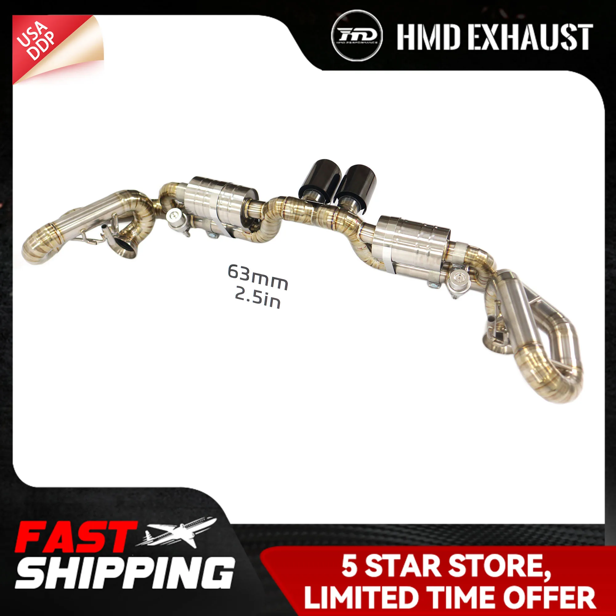 

Выхлопная система GT3 Ti/SS304 Catback для Porsche 911 991 с вакуумным клапаном, прямая установка.