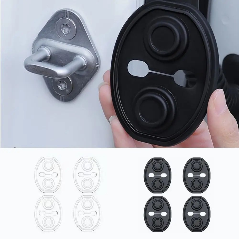 4Pcs Anti-Collision Car Door Lock Buckle Cover Shock Absorption Buffering Pad Car Door Closing Shockproof Cushion