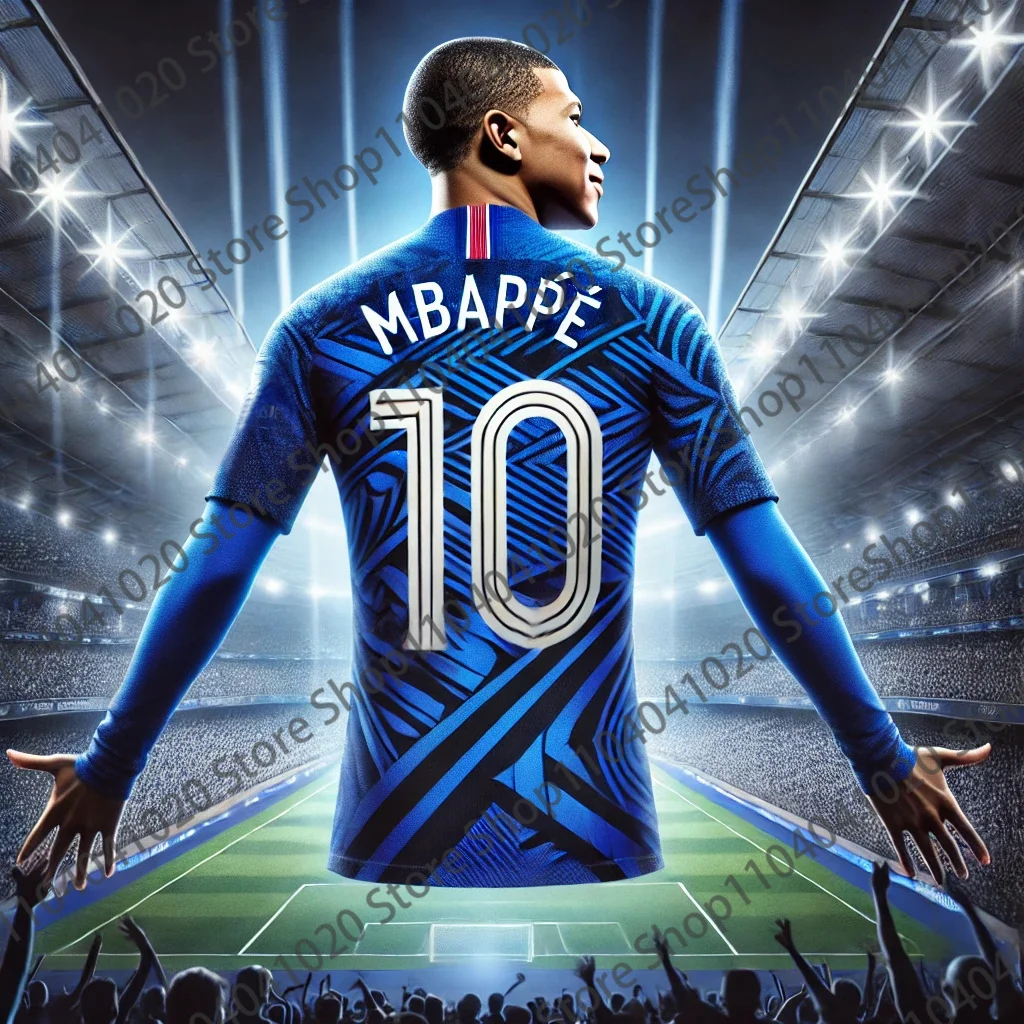 2024 New Arrivals No.10 Mbappe Football Jersey Blue Stripes For Football Jersey For Adults Kids Summer Soccer Train Top Clothing