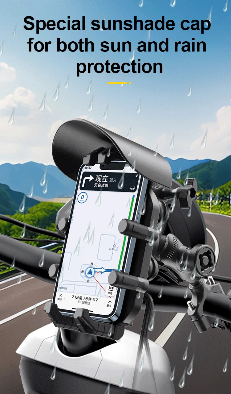 Stoßfester Motorrad-Telefonhalter, 15 W kabelloses Ladegerät und 18 W USB 30 W Typ C, schnelles Aufladen, Motorrad-Fahrrad-Roller-Ständer – Detail 9
