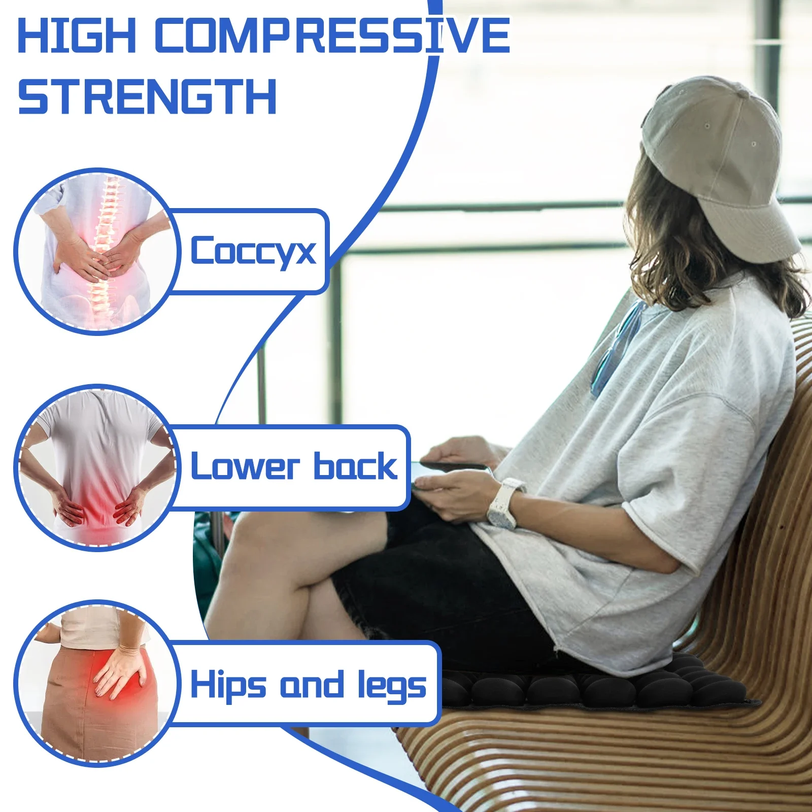 Air Bags Travel Cushion High Rebound Pressur 3D Air Cell Seat Cushion Lightweight Breathable for Car Office Chair Home