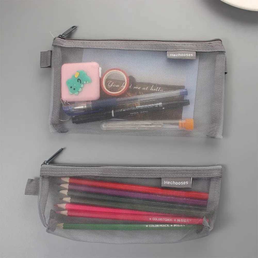 High Quality Student Simple Nylon Transparent Pencil Bag Mesh Pencil Case Pencil case Pen Bag Case