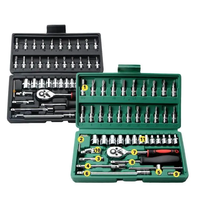 

Набор торцевых ключей из 46 шт. — комбинация профессиональных инструментов для ремонта и бытовой техники с футляром для хранения