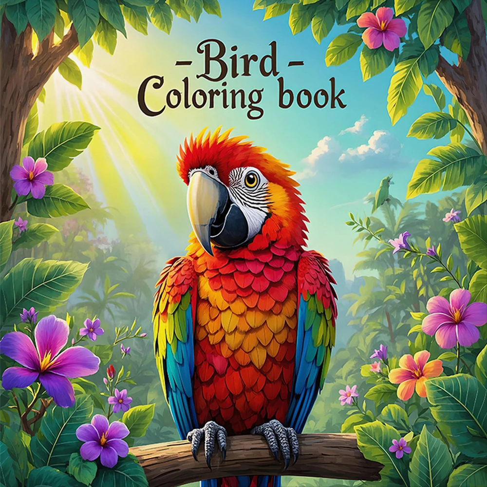 Bird Coloring Book for Adults Bold Clear Line Patterns Stress Relief Leisure Painting Book Ideal Holiday Birthday Present