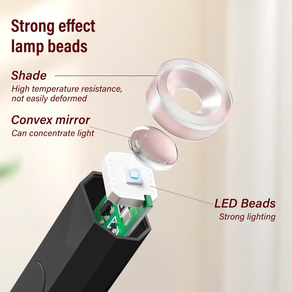 YIKOOLIN Secador de Uñas LED UV Portátil Recargable, Lámpara de Curado para Gel Polish, 2 Modos de Temporizador, Carga USB, Herramienta de Manicura para Uso Doméstico 5