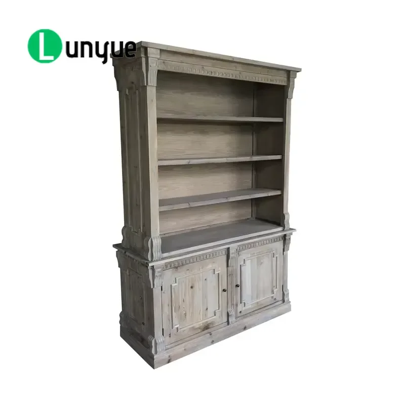 Antique Reclaimed Wood Custom Bookshelf Display Cabinet for Living Room Wedding Bar Event Furniture Rustic Storage Shelf