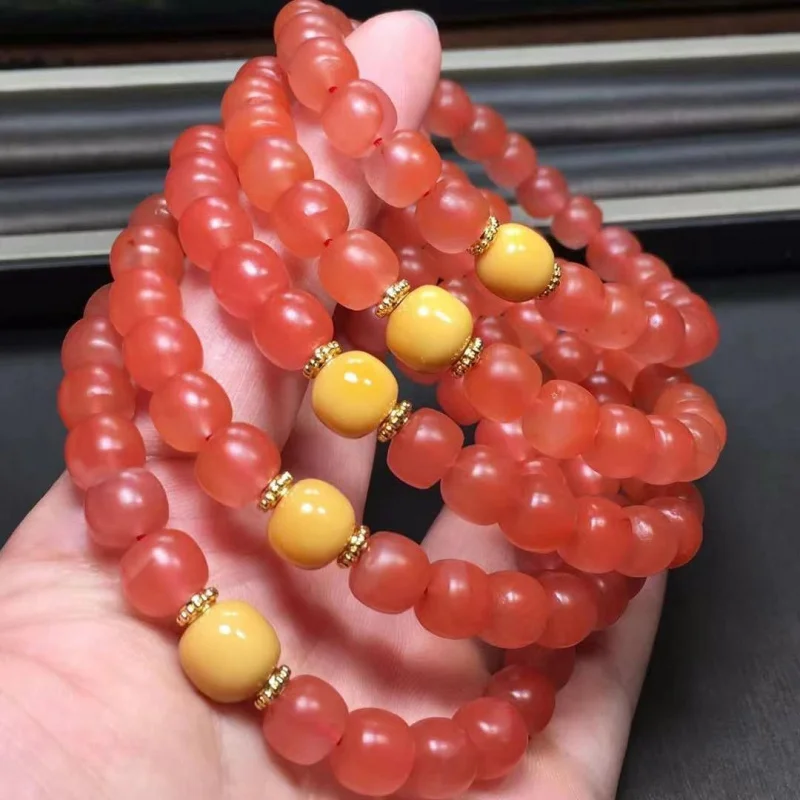 Factory Direct Sales Natural Jade from Mountain Red Agate Old-Styled Bead Single Ring Bracelet with Myanmar