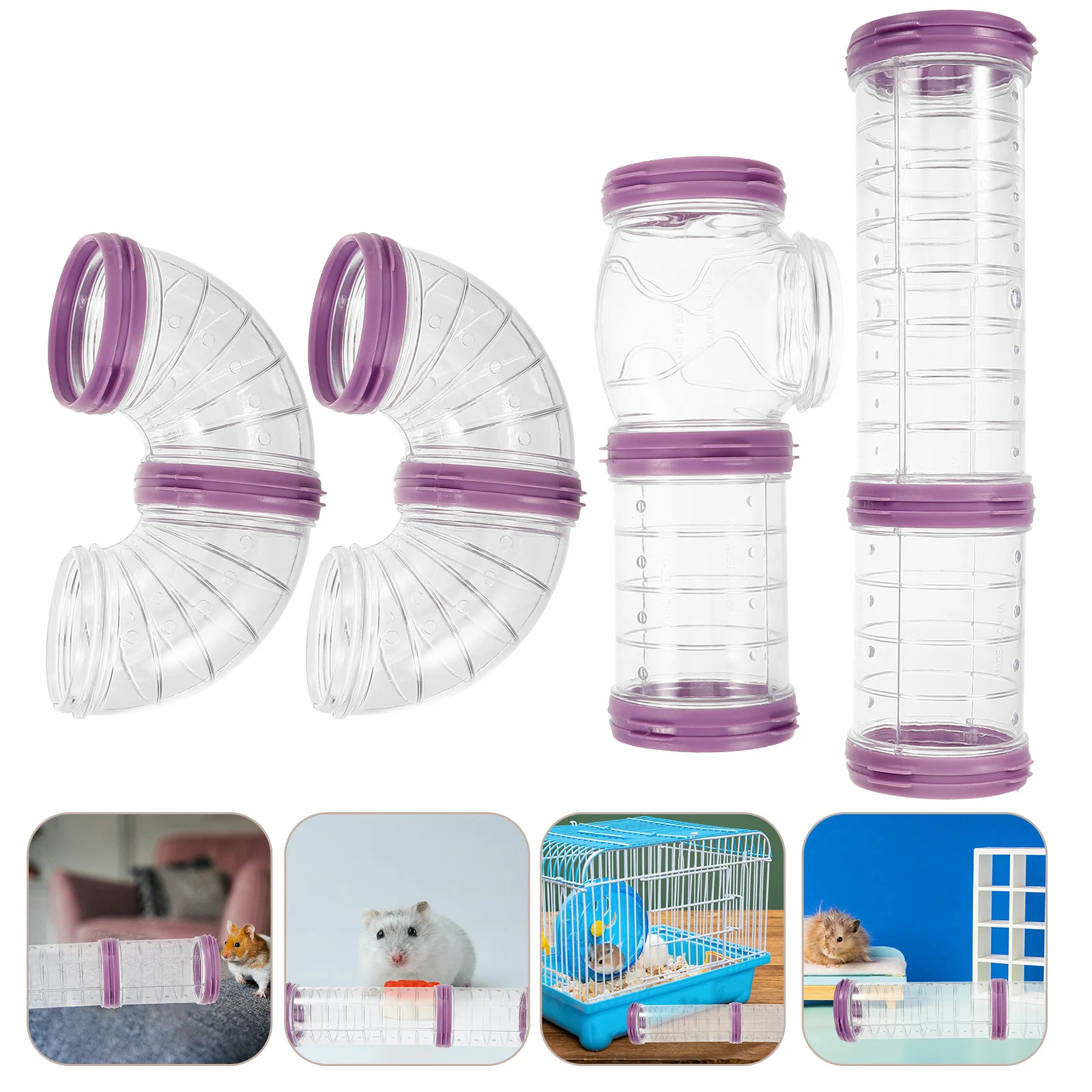 New Hamster Tunnel Set Thick Plastic Cage Accessories Expandable Tube Hamster Cage Tube Toy for Small Animals