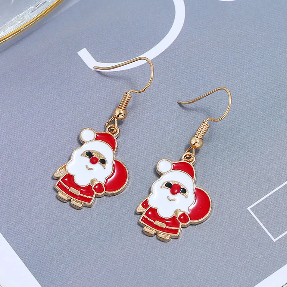 

3Set Christmas Necklace Earrings Set Santa Theme Lightweight Alloy Jewelry Perfect Gift for Valentine Anniversary Daily Use