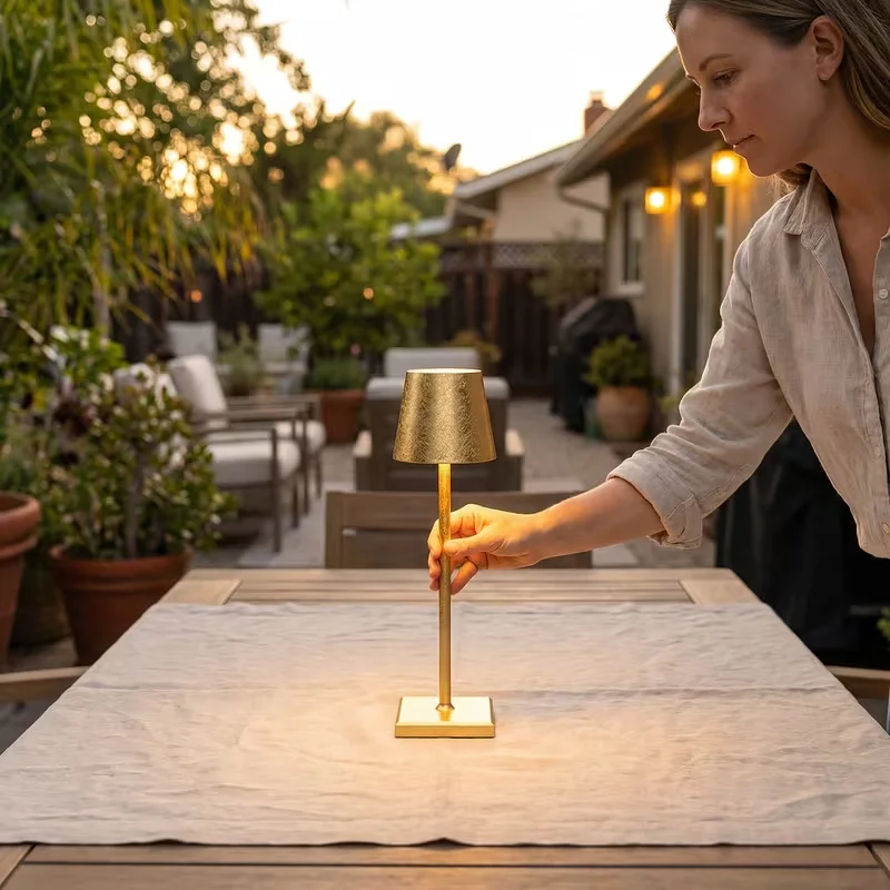 Rechargeable LED Table Lamp Cordless Design Stepless Dimming Extended Battery Life Touch Switch 3 Levels Dimmable Eye-Caring LED Type-C Port 3 Color Desk Lights Bar Club Dinner Creative Decorative Ambient Lighting, image 5