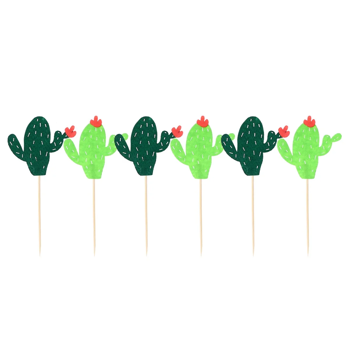 

6pcs Cactus Cake Decorative Flag Insert Dessert Creative Topper Toothpick Green Birthday Party Festivals Ice Cream