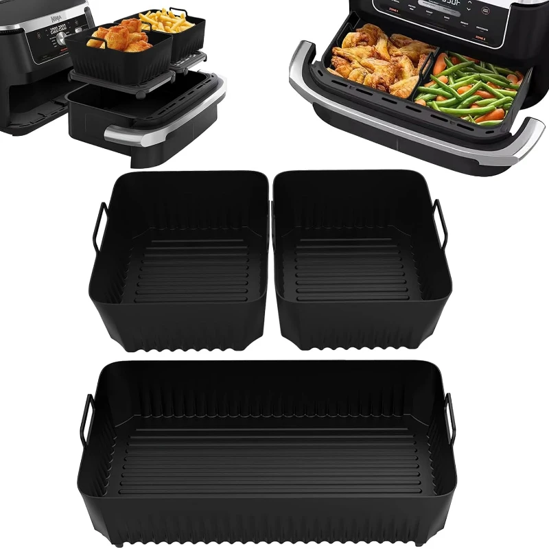 

3 шт. силиконовые формы для аэрофритюрницы, аксессуары для Ninja Foodi Flexdrawer AF500EU, фритюрница с горячим воздухом, 1x10,4 л, 2x5,2 л, аксессуары для фритюрницы