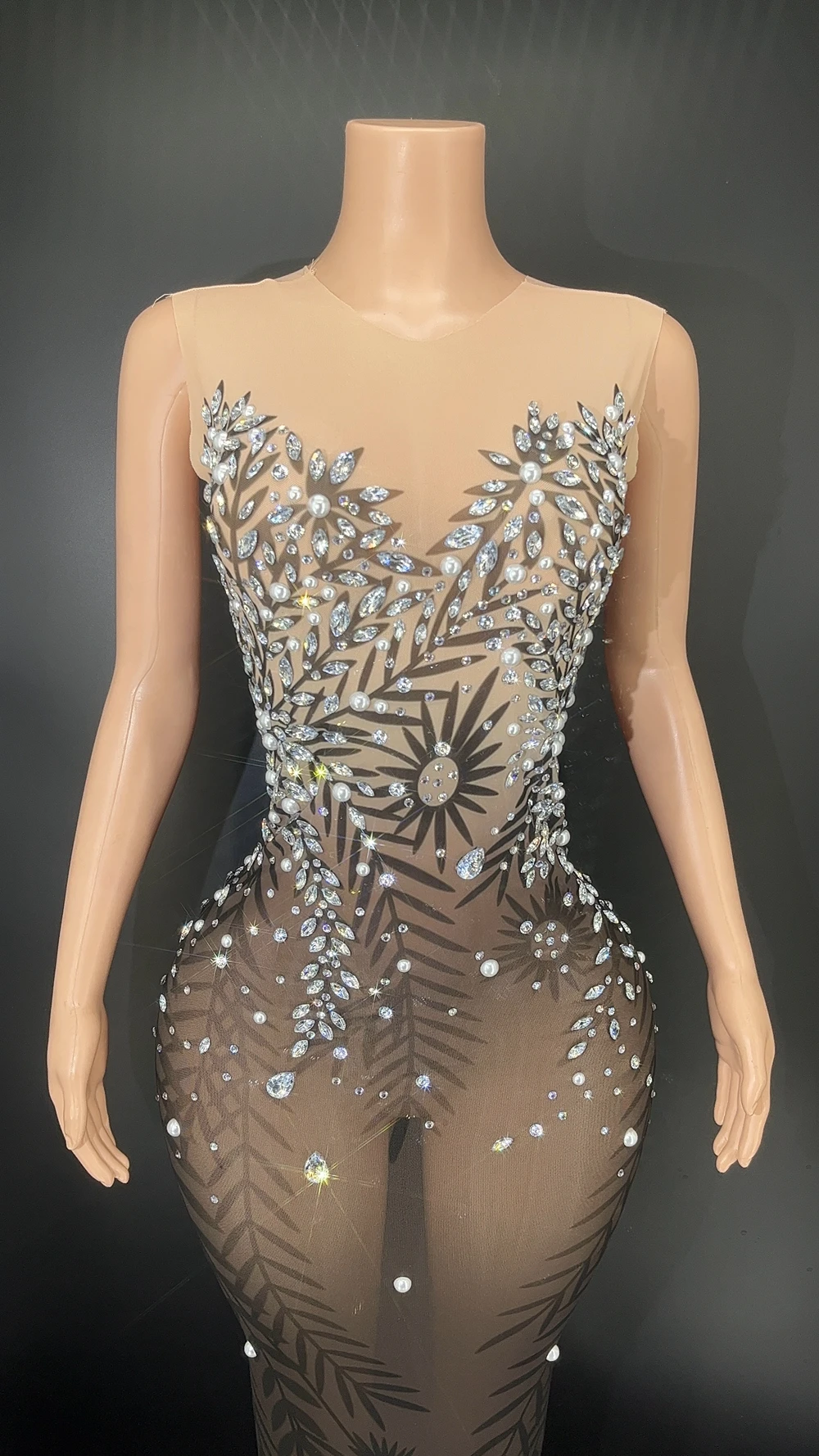 Robe de Soirée Transparente en Maille pour Femme, Tenue de Bal, d'Anniversaire, de Spectacle, de Scène, Nouvelle Collection