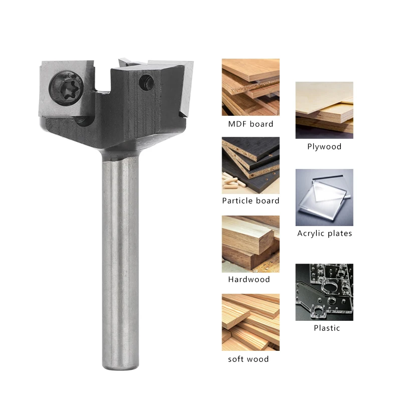 XCAN 3/4-Flute Spoilboard Surfacing Router Bits 8mm Shank Wood Planer Bit with Insert Carbide Slab Flattening Milling Cutter