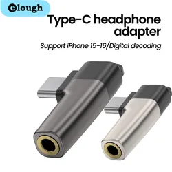90° Elbow USB Type C To 3.5mm Aux Adapter Type-c 3.5 Jack Audio Cable Earphone Cable Converter for iPhone 15 16 Samsung Huawei