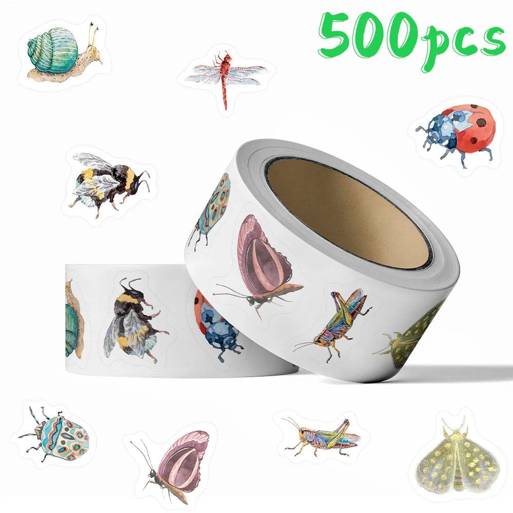 50-500 Pieces Insect Sticker Colourful Bug Designs, Butterfly, Ladybug, Dragonfly, for Laptops and Water Bottles