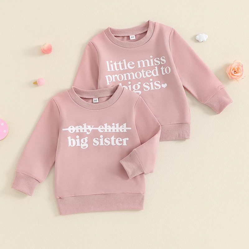 2024-05-05 Lioraitiin Toddler Baby Girls Sweatshirts Classic Letter Print Long Sleeve Round Neck Pullovers Spring Fall Tops