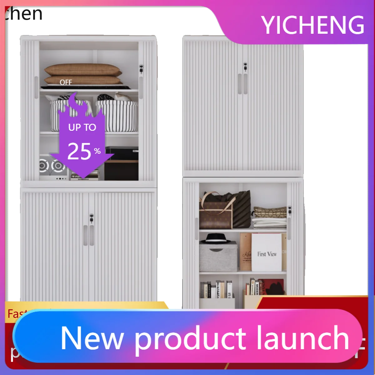 A3-2  Household Sliding Roller Shutter Door Storage Sunscreen Roller Door Cabinet Steel Storage Cabinet