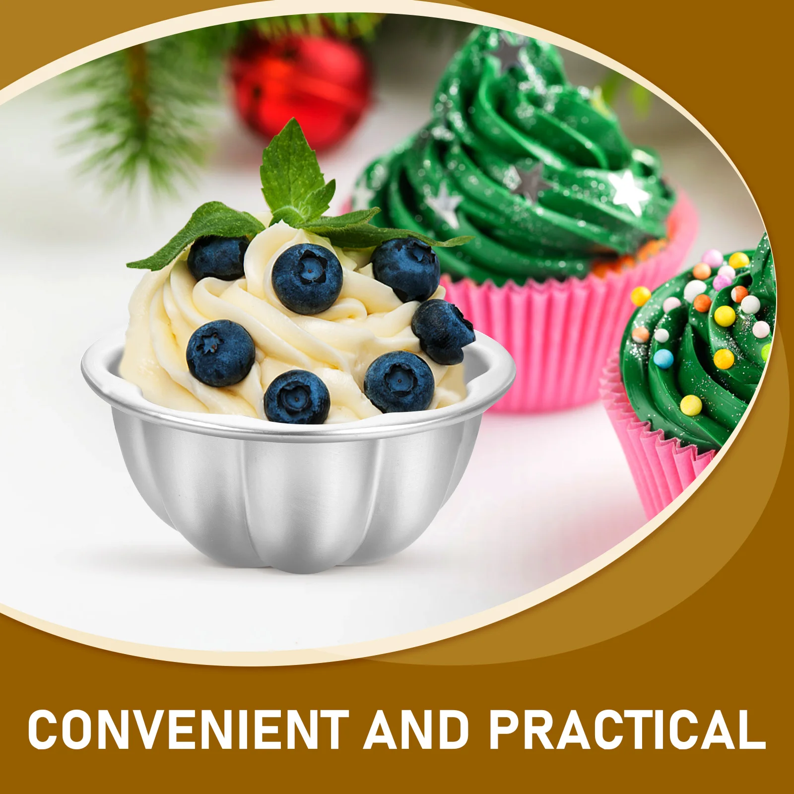 

6 Pcs Cake Mold Pumpkin Muffins Mini Pudding Flan Egg Cupcake Baking Shell Molds for Aluminum Alloy Dariole