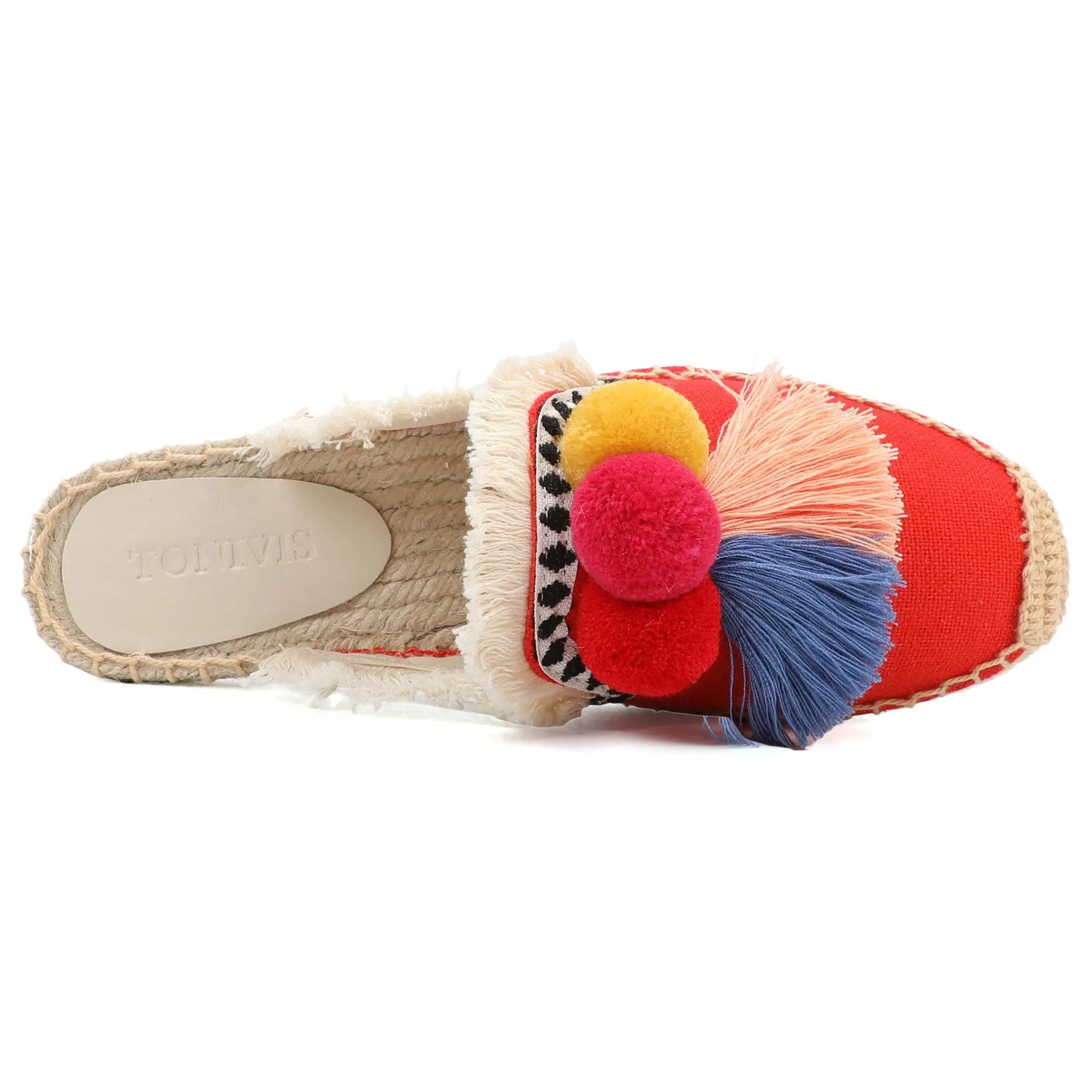 Women\'s Slippers  Espadrilles  Fluffy Ball Mule Slides Sale -  Rubber Hemp Shoes Outside Spring  women  sandals