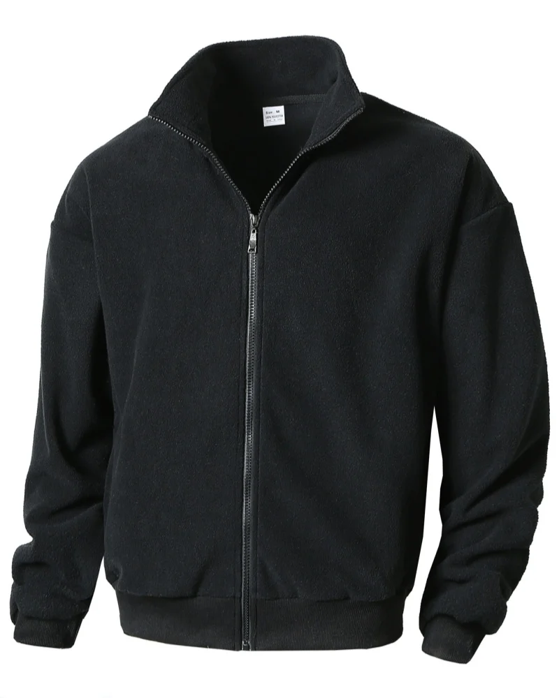 autumn winter New Men's pure color Casual turn-down collar Zipper Cardigan Fleece Coat  Men Trendy slim Zip Outerwear Tops