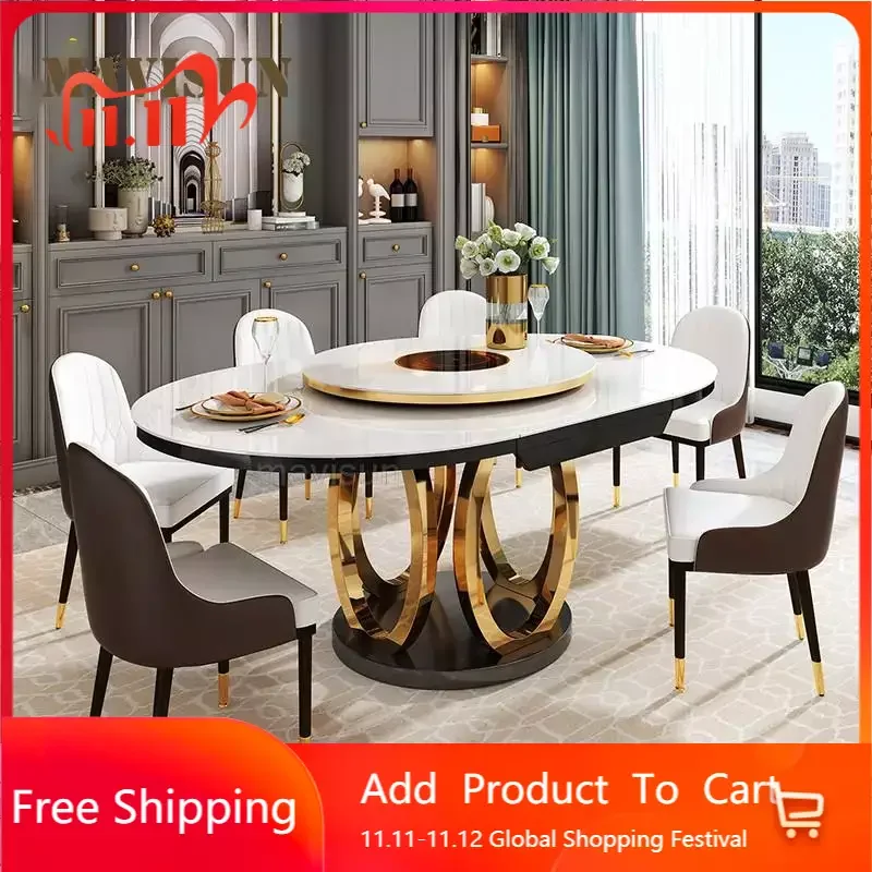 

Minimalist Coffee Dining Tables Turntable Luxury Center Hallway Frame Round Tables Kitchen Mesa Comedor Dining Room Furniture