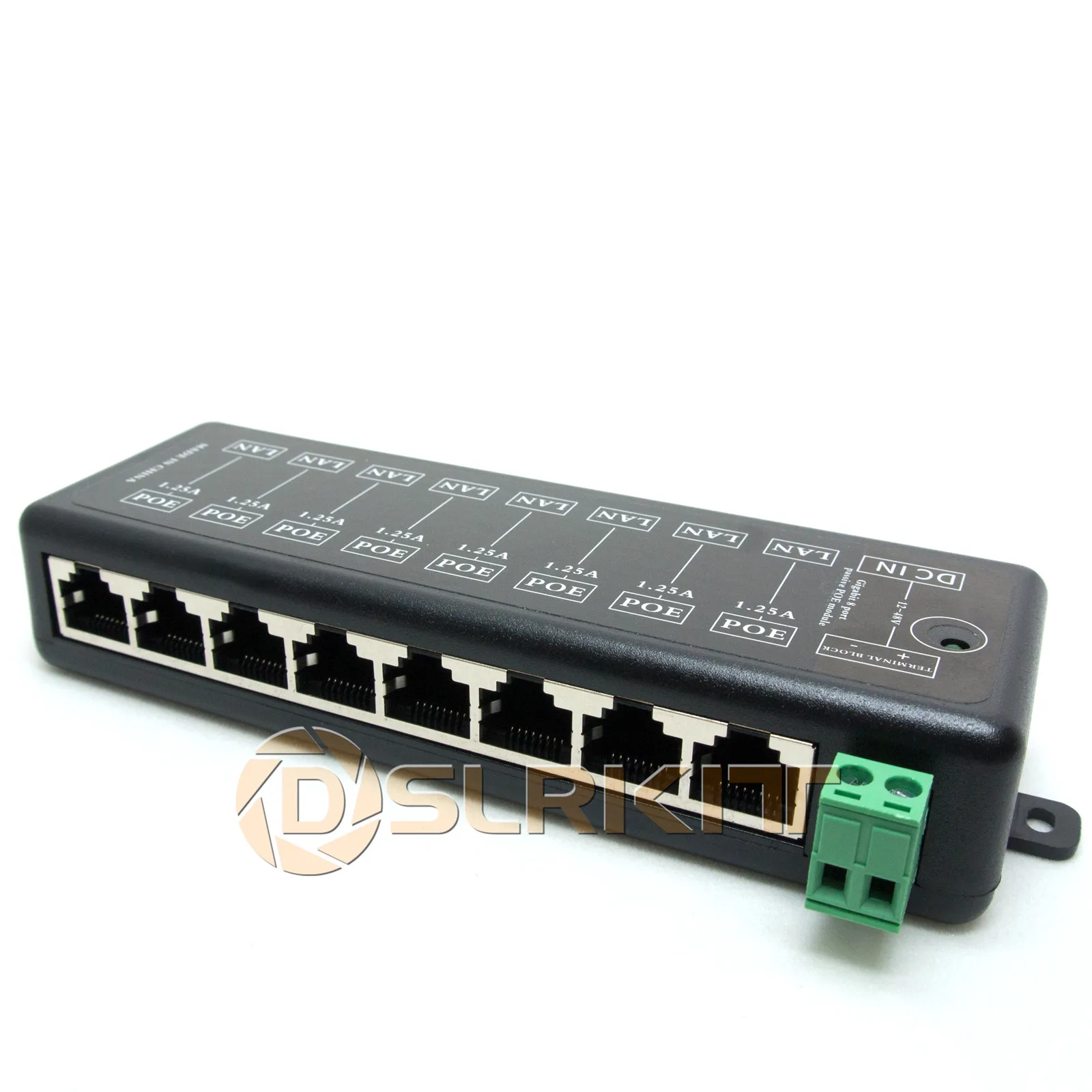 8พอร์ต Gigabit Passive PoE Midspan Ethernet Adapter 48V2A 96วัตต์ PSU