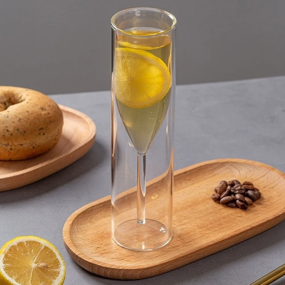 Double Wall Champagne Glasses Wine Dispenser Transparent Wine Glass Shatter-Resistant Anti Scald Glass Drink Cup Weddings