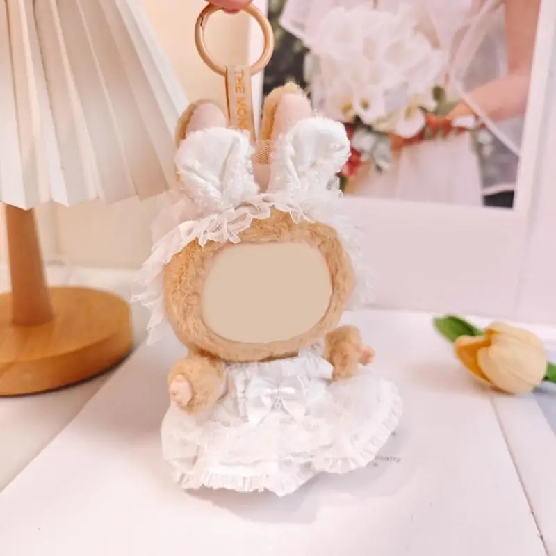 15CM Sitting Doll Clothes Set CompatibleLABUBU Skirt and Hairband Fashion Wedding Dress DIY Accessory