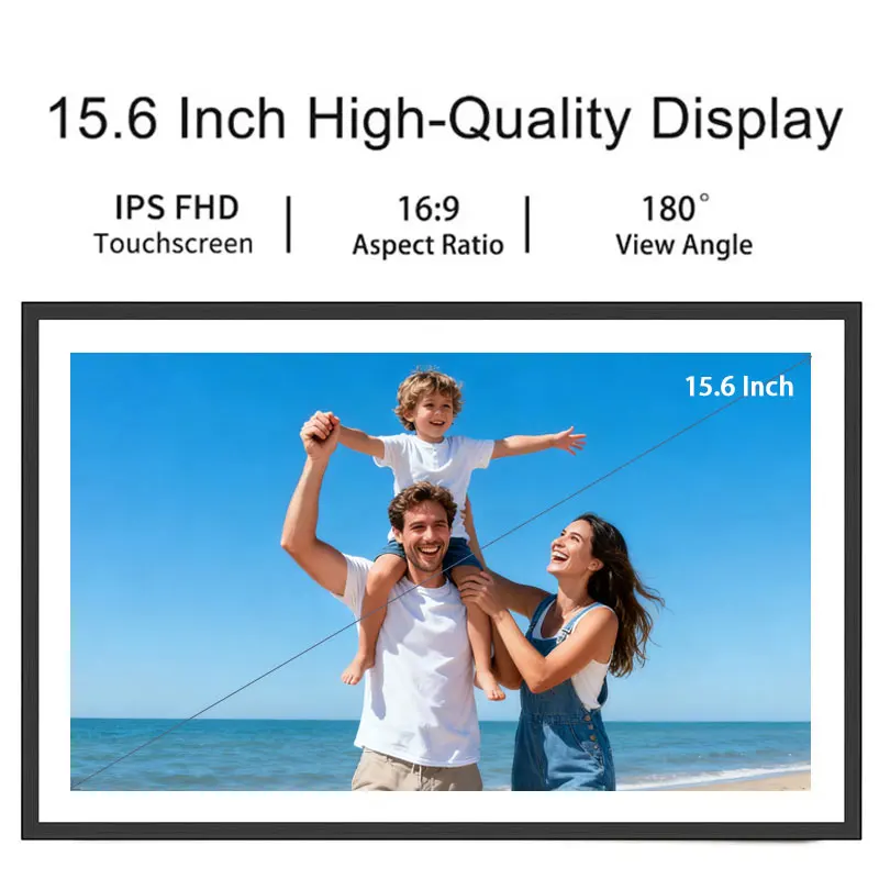 

Цифровая фоторамка Frameo 15,6 дюйма с Wi-Fi, сенсорным IPS-экраном 1920*1080 HD, встроенной памятью 64 ГБ, умная фоторамка, подарок на Рождество